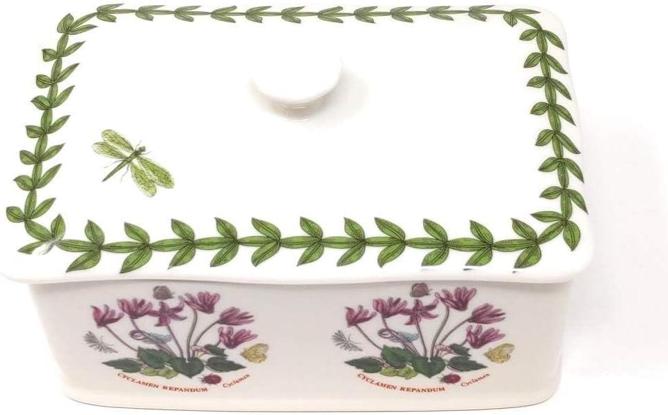 Portmeirion Botanic Garden 6" Butter Keeper with Knob Lid, Assorted Floral Motifs, Porcelain Butter Dish, Elegant Kitchen Storage Solution