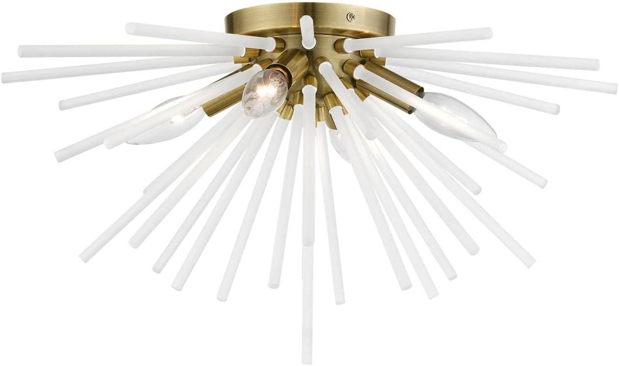 Livex Lighting Uptown 4 - Light Flush Mount in  Antique Brass