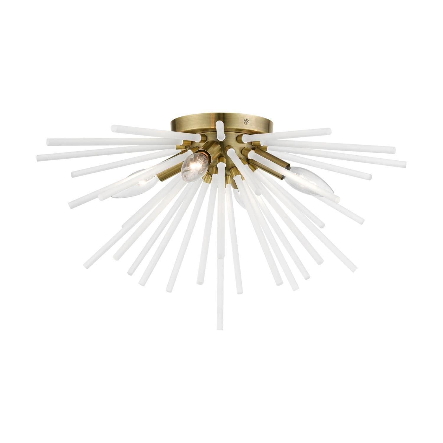 Livex Lighting Uptown 4 - Light Flush Mount in  Antique Brass