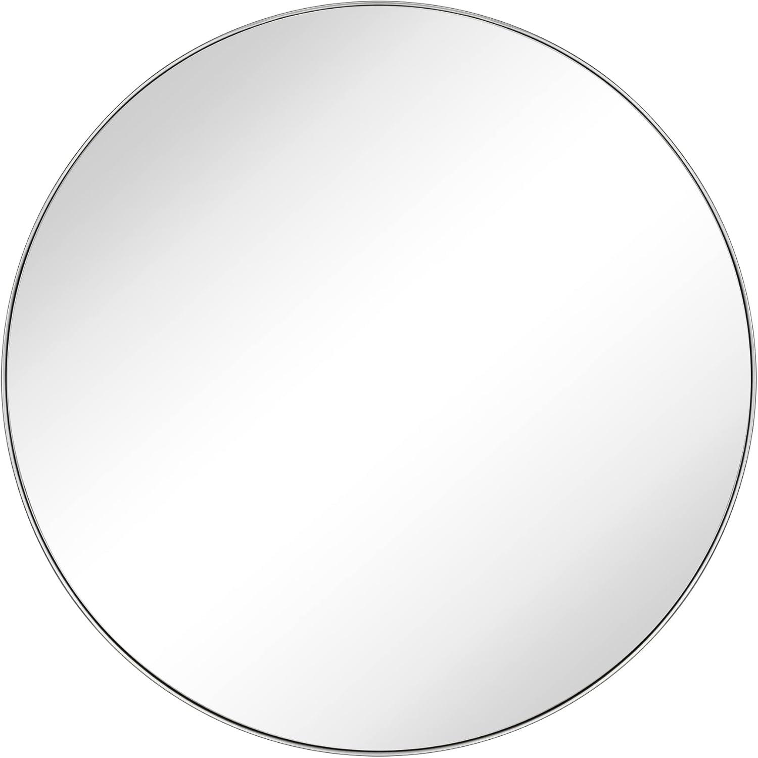 TEHOME Yolanta 30 in. W x 30 in. H Circular Round Stainless Steel Framed Wall Mounted Bathroom Vanity Mirror in Brushed Nickel