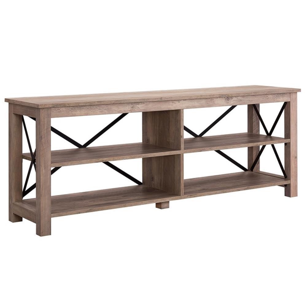 Evelyn&Zoe Sawyer Rectangular TV Stand for TV's up to 75", Gray Oak