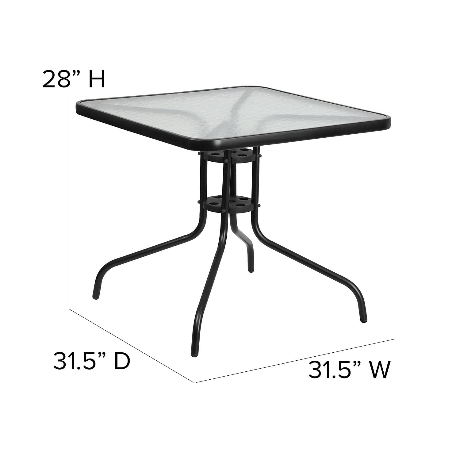 Flash Furniture 31.5'' Square Tempered Glass Metal Table