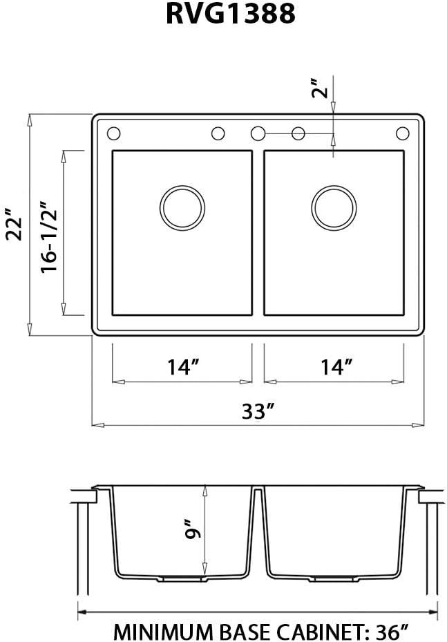 Ruvati 33 x 22 inch epiGranite Top-Mount Granite Composite Kitchen Sink