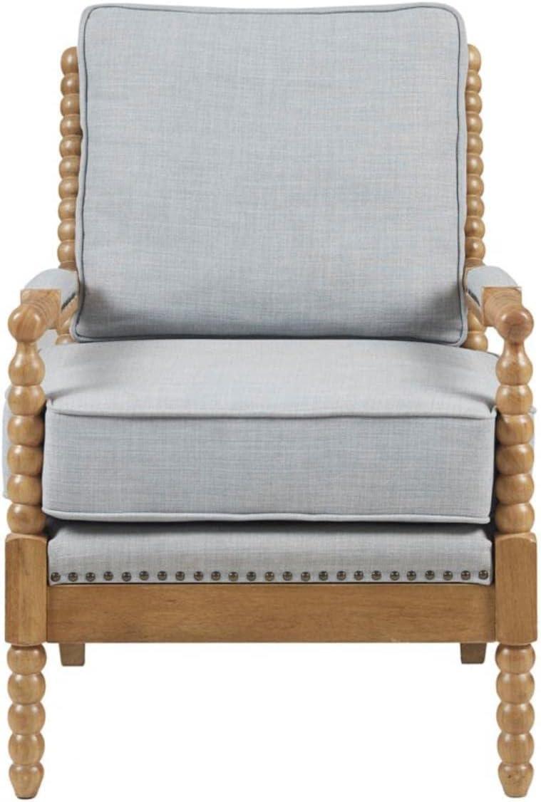 Lyla Accent Chair Light Blue - Madison Park: Elegant Upholstered Bronze Nailhead Trim