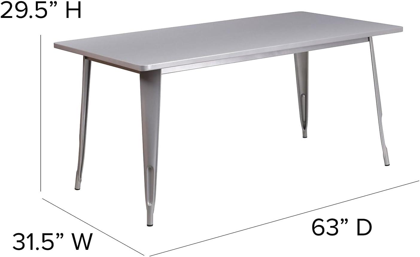 Flash Furniture Commercial Grade 31.5" x 63" Rectangular Metal Indoor-Outdoor Table