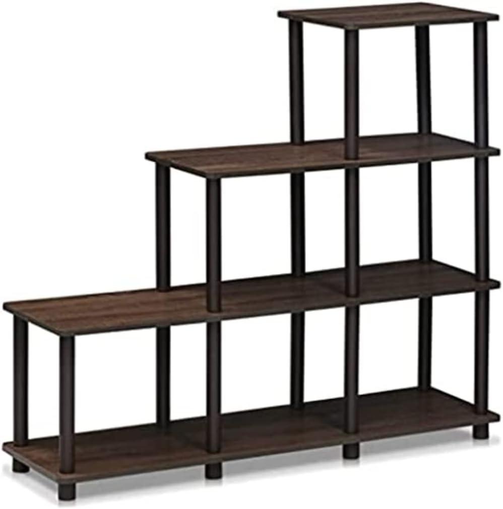 Walnut Brown Adjustable Ladder Wood Shelf