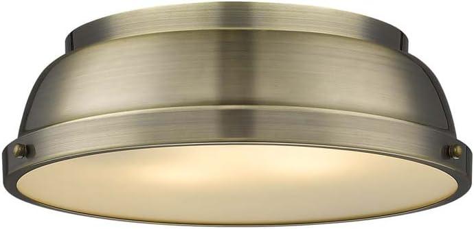 Aged Brass 14" Transitional Indoor/Outdoor Flush Mount Light