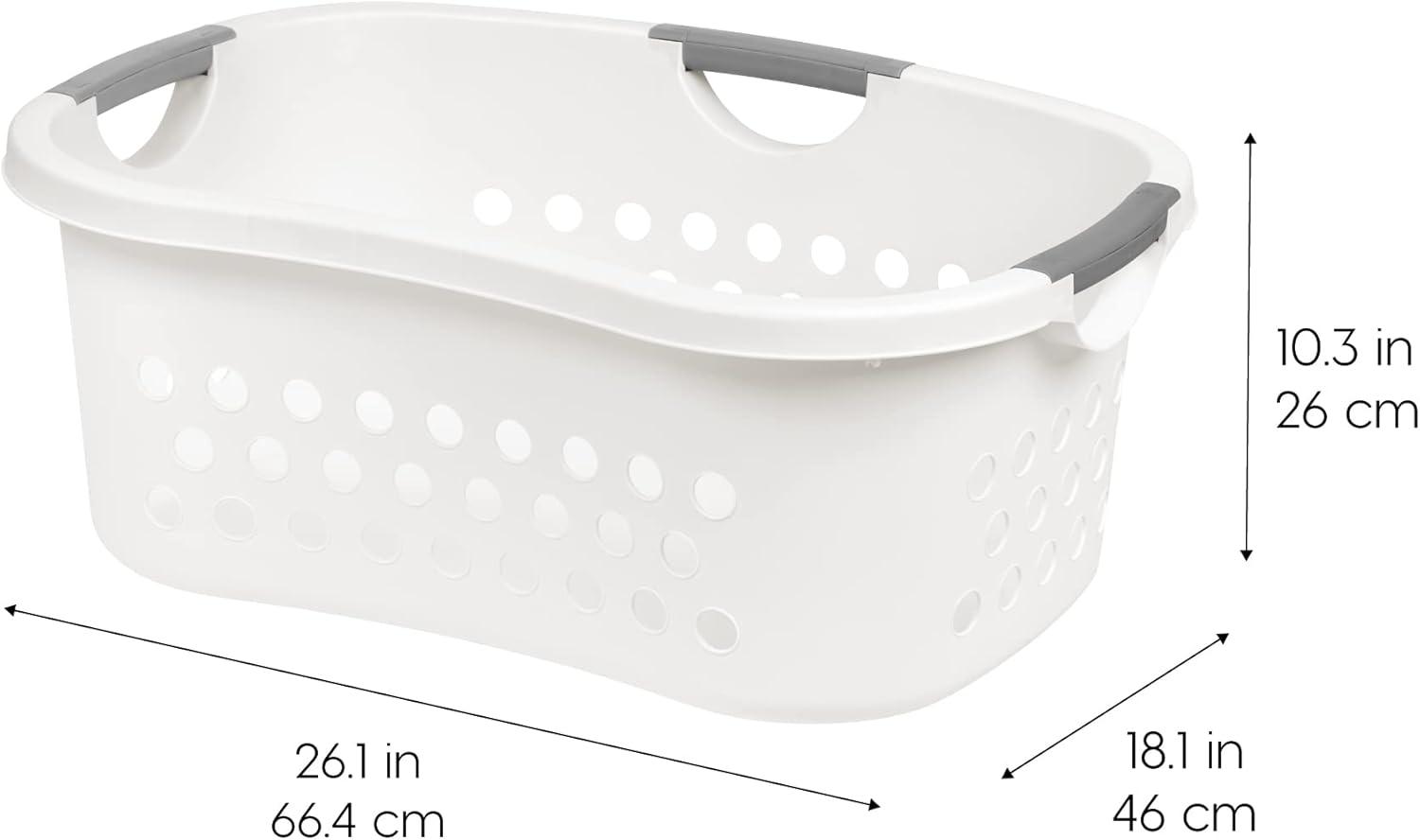 IRIS USA Laundry Basket 50L Large Plastic Hip Hold Hamper with Built-In Comfort Carry Handles, 3-Pack, 1.5 Bushel Hamper, Closet Laundry Room, White