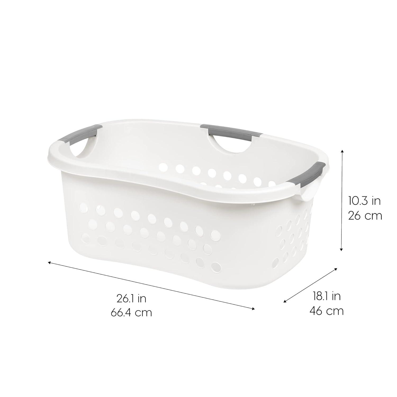 IRIS USA Laundry Basket 50L Large Plastic Hip Hold Hamper with Built-In Comfort Carry Handles, 3-Pack, 1.5 Bushel Hamper, Closet Laundry Room, White