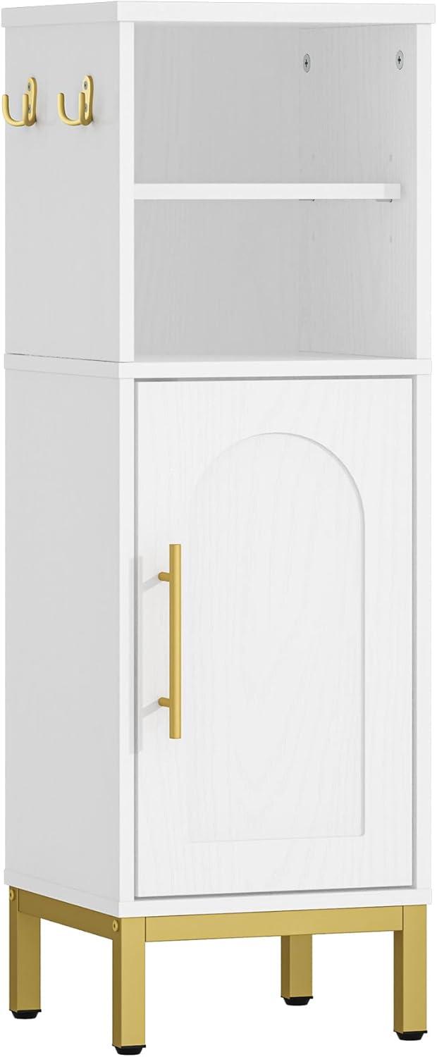 White MDF Bathroom Storage Cabinet with Adjustable Shelves