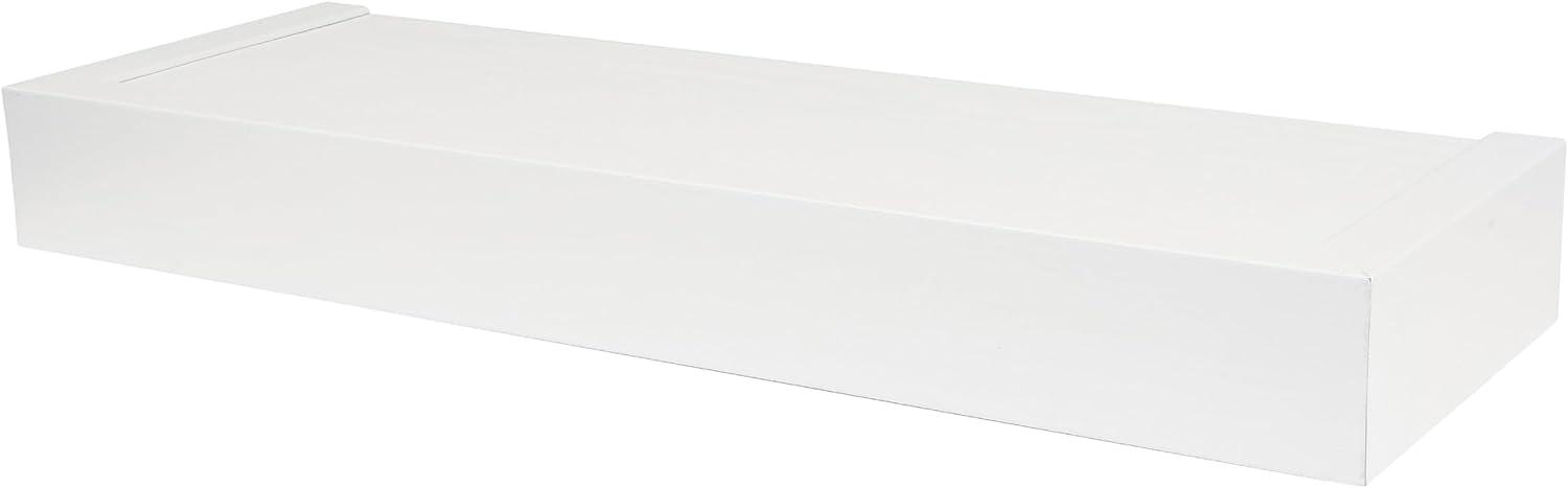 White 18" Floating Wall Shelf with Wood Design