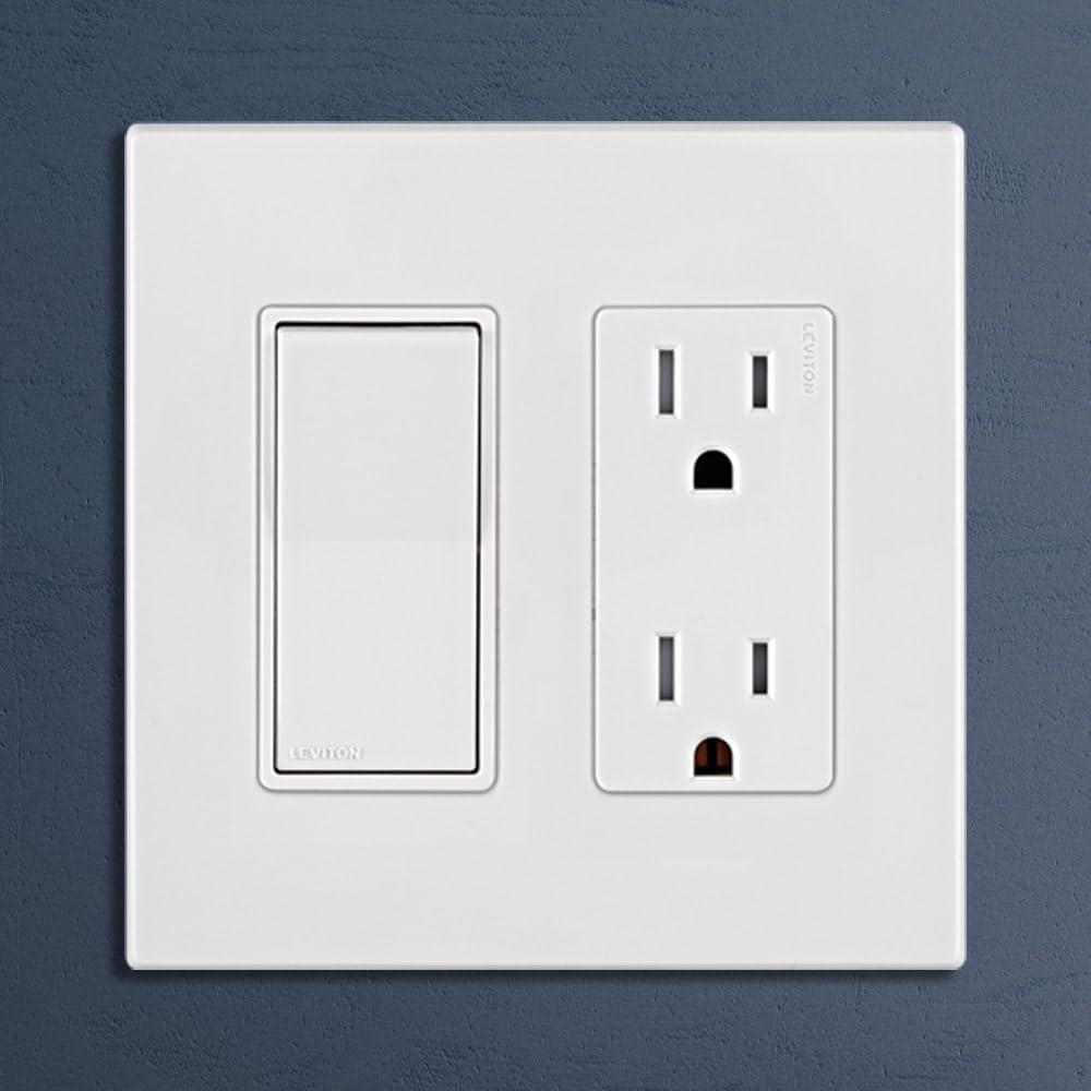 Leviton Decora Edge 15 Amp Single Pole Rocker Switch, White E5601