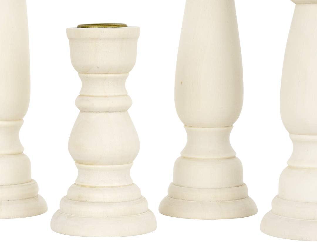 Natural White Wooden Taper Candle Holders Set of 12