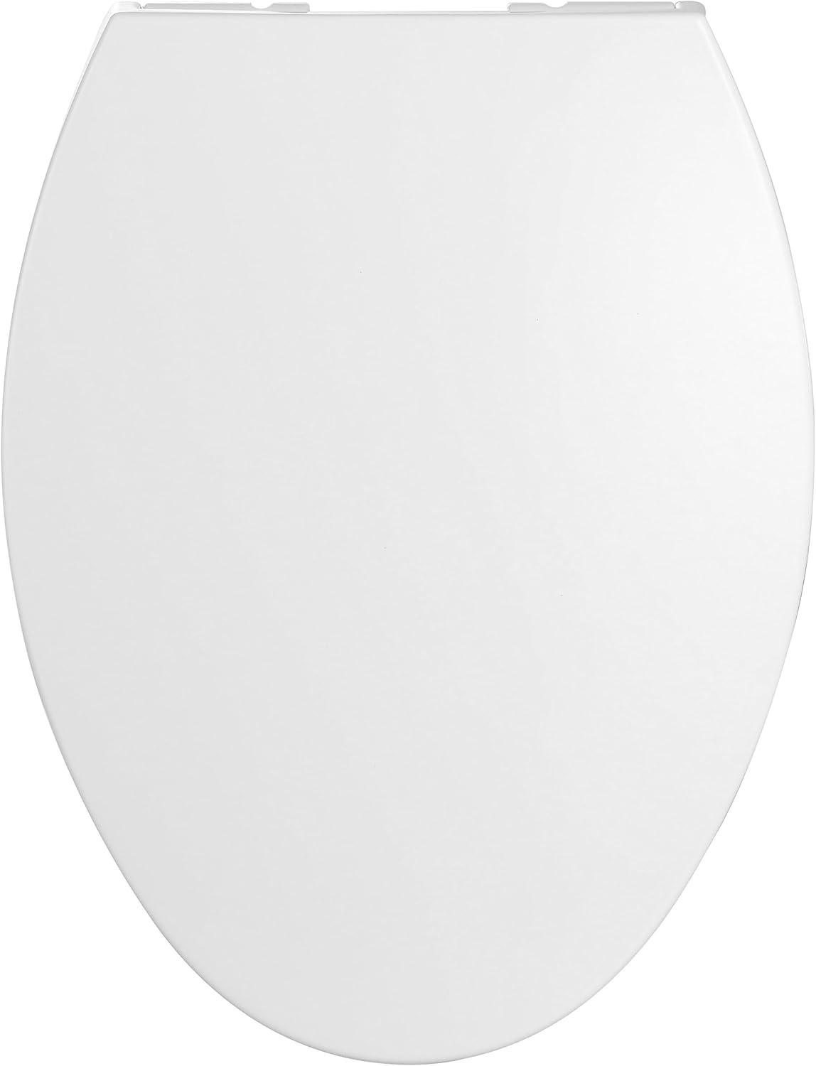 White Elongated Soft-Close Plastic Toilet Seat