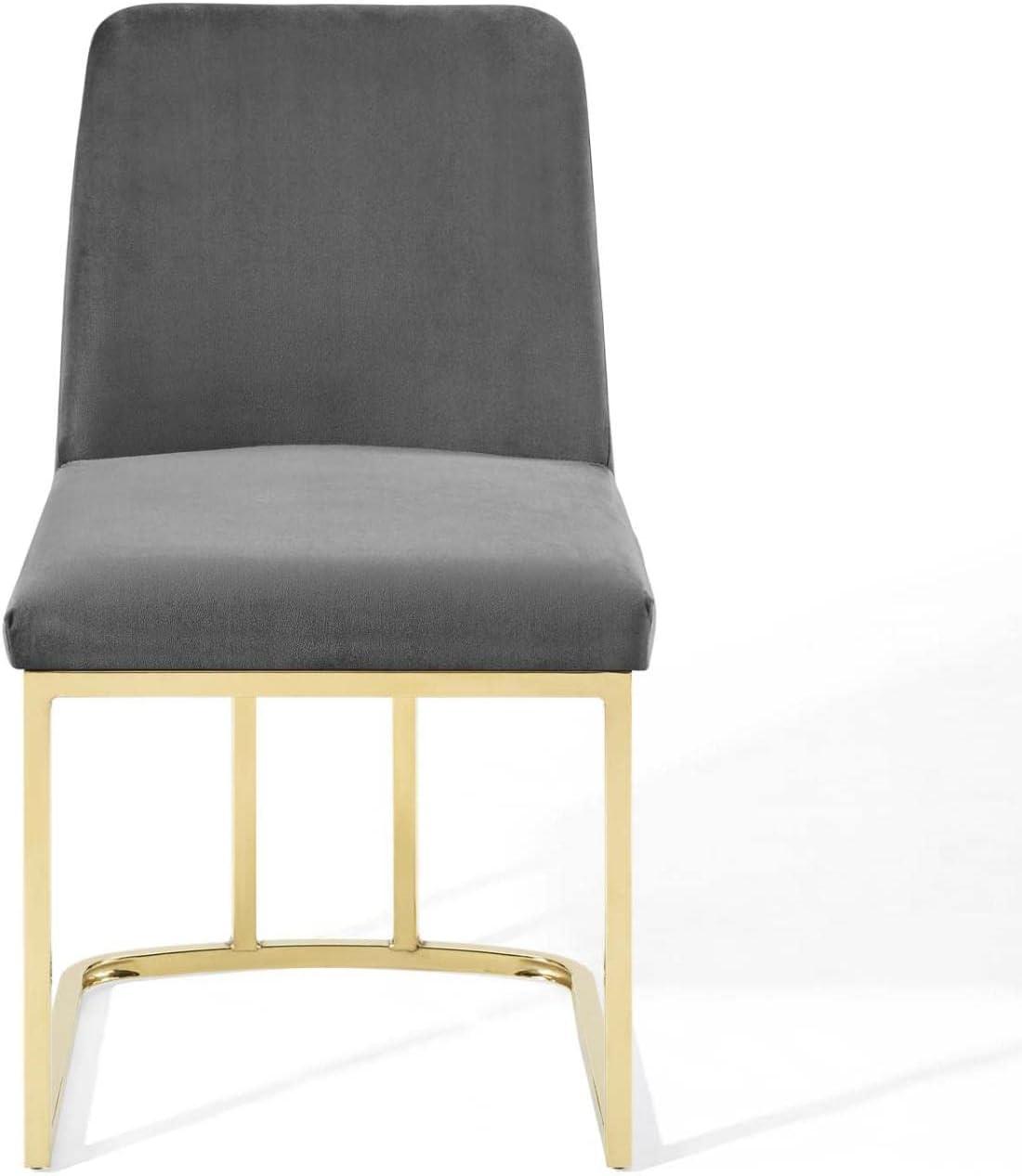 Glam Deco Gold Gray Velvet Upholstered Dining Side Chair