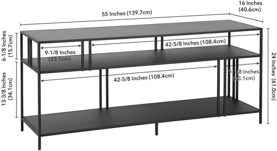 Evelyn&Zoe Cortland Rectangular TV Stand with Metal Shelves for TV's up to 60", Blackened Bronze