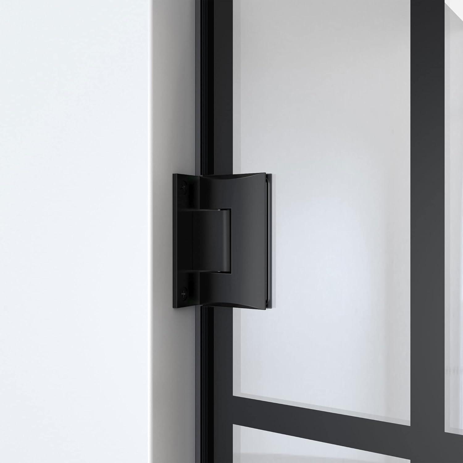 Toulon 58" Satin Black Frameless Hinged Tub Door