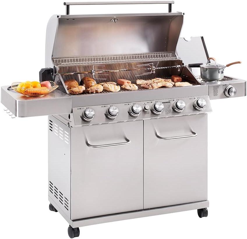 Monument Grill 77352 6-Burner Stainless Propane Gas Grillwith Rotisserie Kit