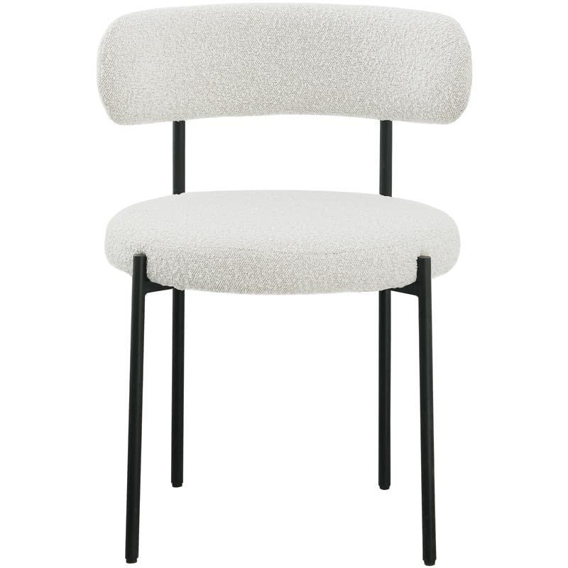 Beacon Cream Boucle Fabric Dining Chair with Black Metal Frame, Set of 2