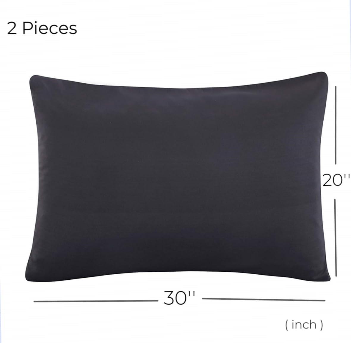 Pillowcases Queen Gray Set of 2 Envelope Closure End Easy Fit for All Season Cooling Soft and Breathable Material Machine Washable