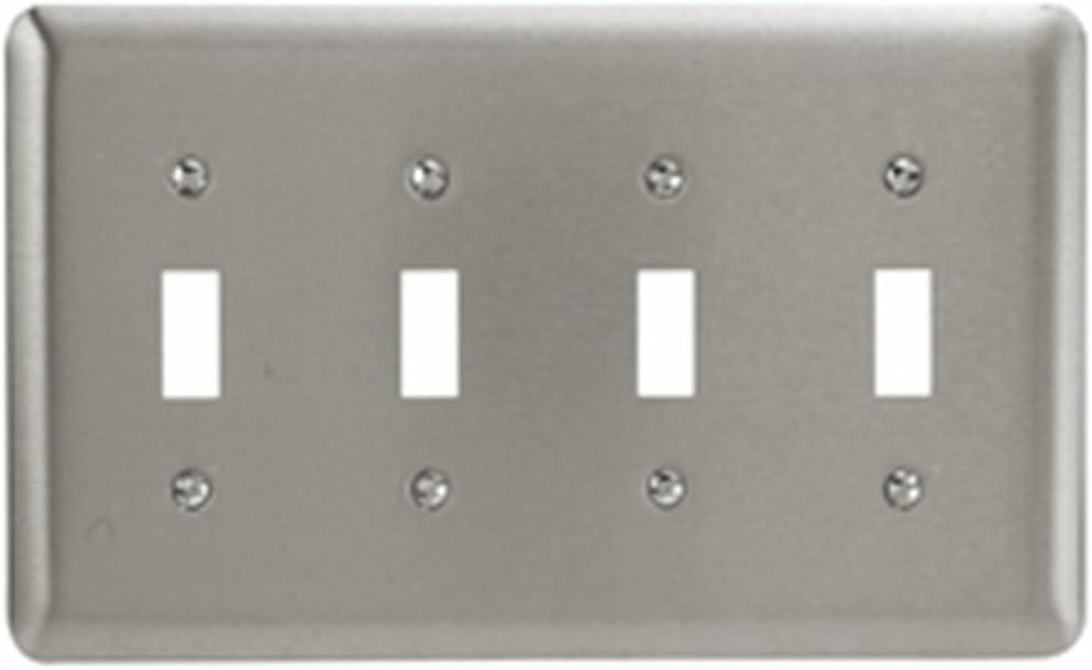 Brushed Nickel Quad Toggle Steel Wallplate