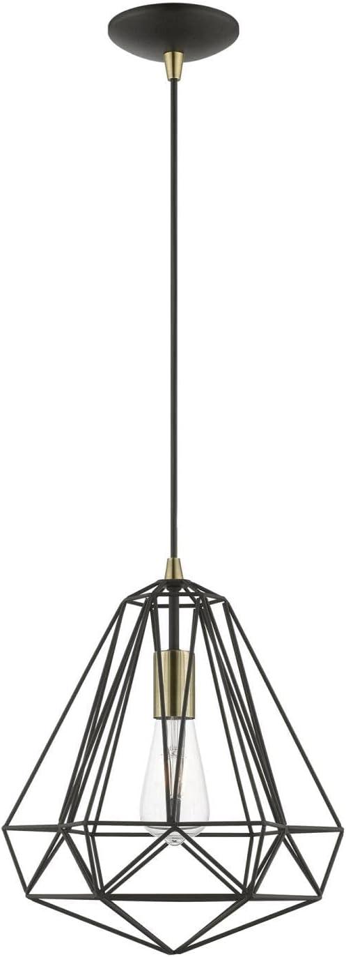 Knox 12" Textured Black and Polished Chrome 1-Light Pendant