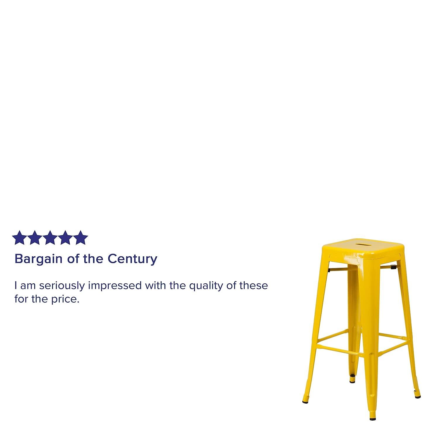 Flash Furniture Commercial Grade 30" High Backless Yellow Metal Indoor-Outdoor Barstool with Square Seat