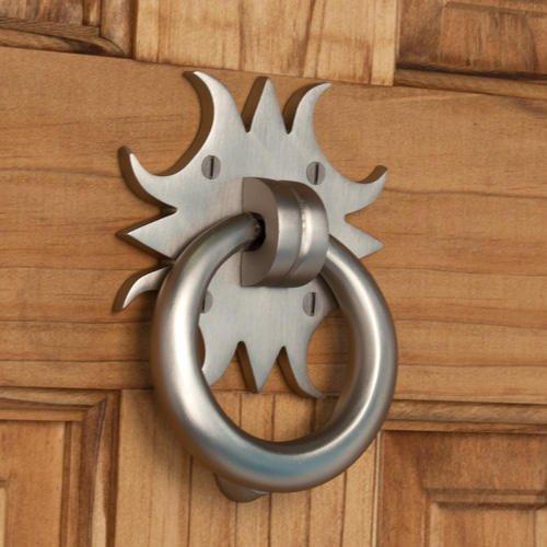 Sun Design Brushed Nickel Solid Brass Door Knocker