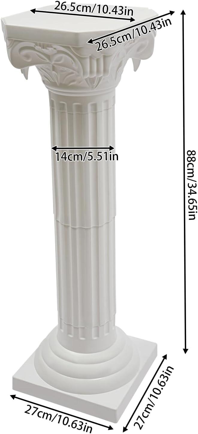 Roman Columns Plastic Wedding Stand Pillar Greek Statue Plant Stand Elegant Event Party Decorative Pedestal Flower Pot Holder Decor (4Pcs, 11.81x35.43 Inch)