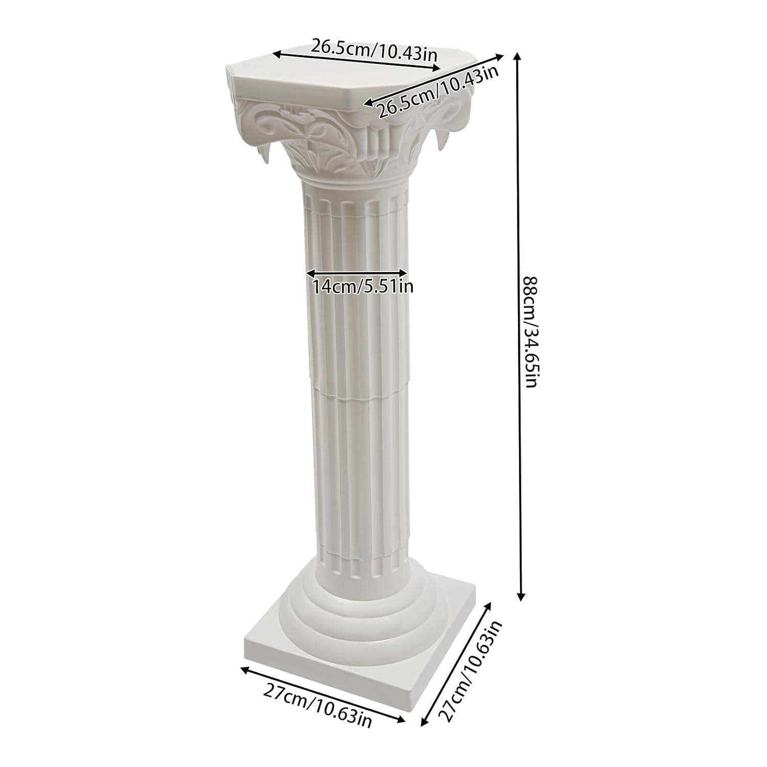 Roman Columns Plastic Wedding Stand Pillar Greek Statue Plant Stand Elegant Event Party Decorative Pedestal Flower Pot Holder Decor (4Pcs, 11.81x35.43 Inch)