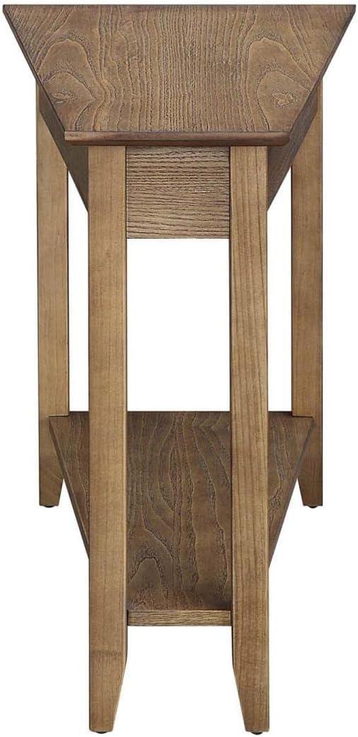 Driftwood Triangular Wood End Table with Shelf, 24" x 16" x 24"