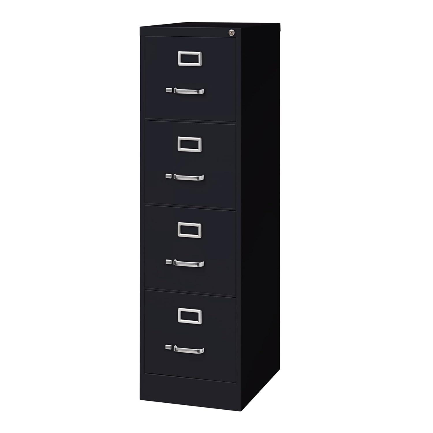 Hirsh Vertical File Cabinet 4 Drawer 22" - Black: Steel Office Filing, GreenGuard & ANSI/BIFMA Certified, No Assembly Required