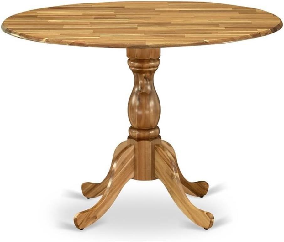 East West Furniture Dublin Wood Dining Table with Pedestal Legs in Natural