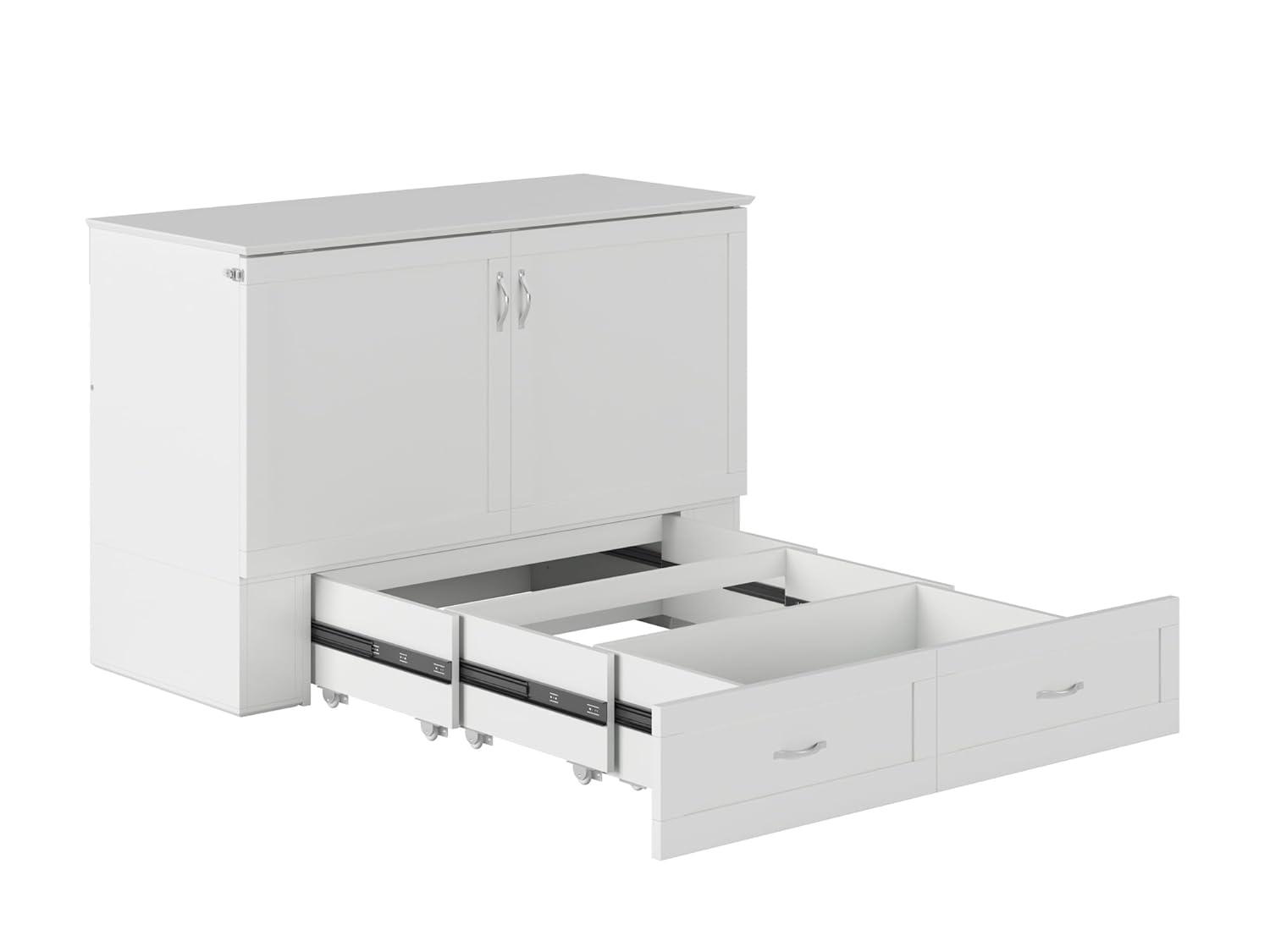 AFI Hamilton Full Solid Wood Murphy Bed Chest with Built-In Charger in White