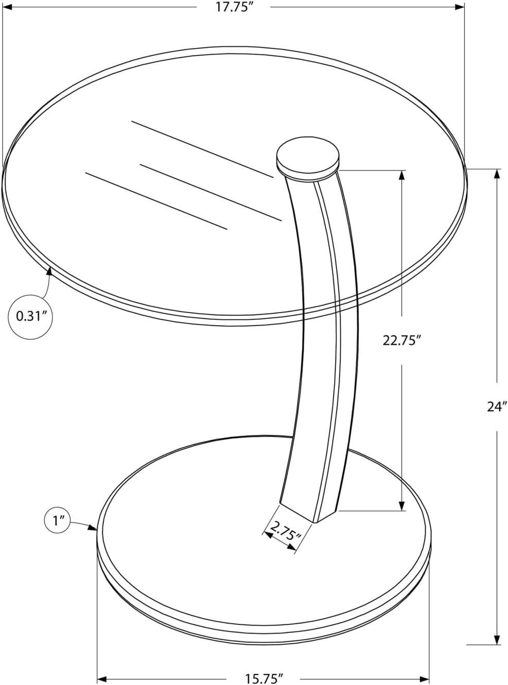 Wildt Accent Table, C-shaped, End, Side, Snack, Living Room, Bedroom, Laminate, White, Clear