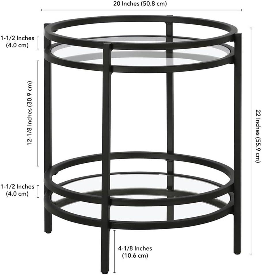 Evelyn&Zoe Robillard 20" Wide Round Side Table, Blackened Bronze