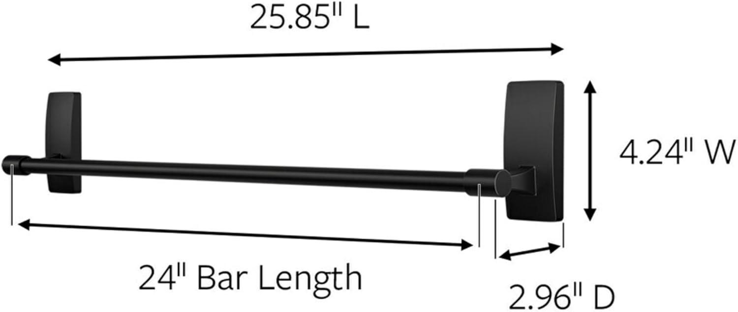 Matte Black Wall Mounted Towel Bar and Ring Set