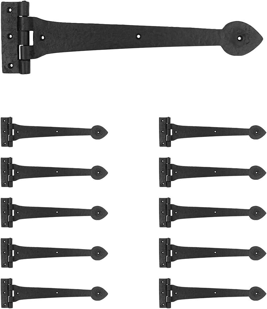 Black Wrought Iron Spade Tip Strap Gate Hinges Pack of 10