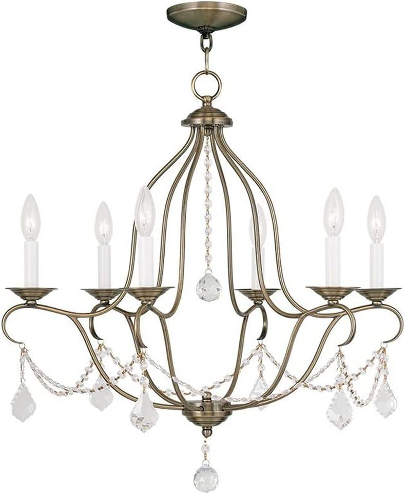 Livex Lighting 6426-01 Chesterfield 6 Light Chandelier, Antique Brass