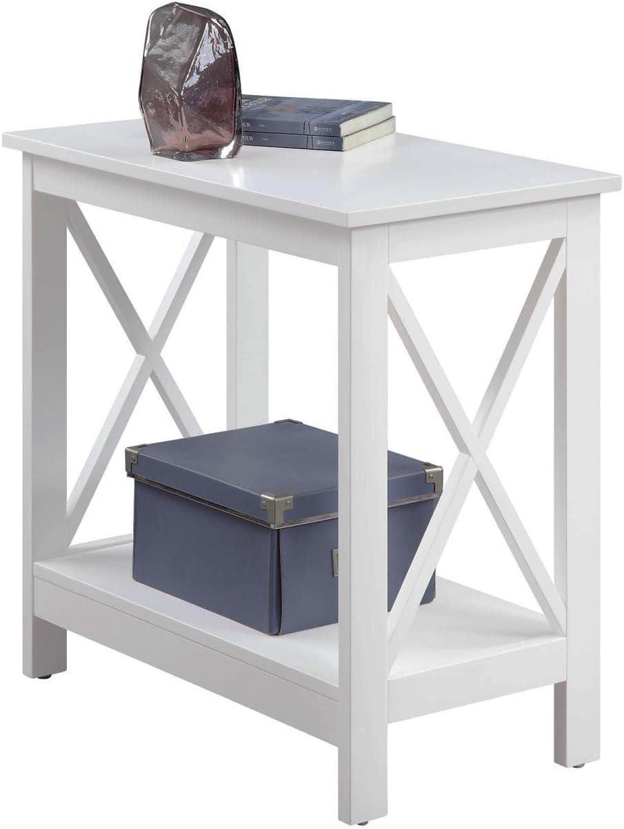 Oxford Chairside End Table with Shelf, White