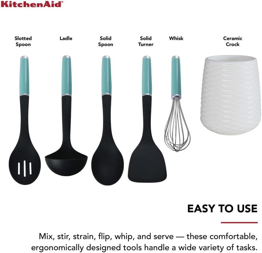 Kitchenaid 6-piece Crock with Plastic Kitchen Tool Set