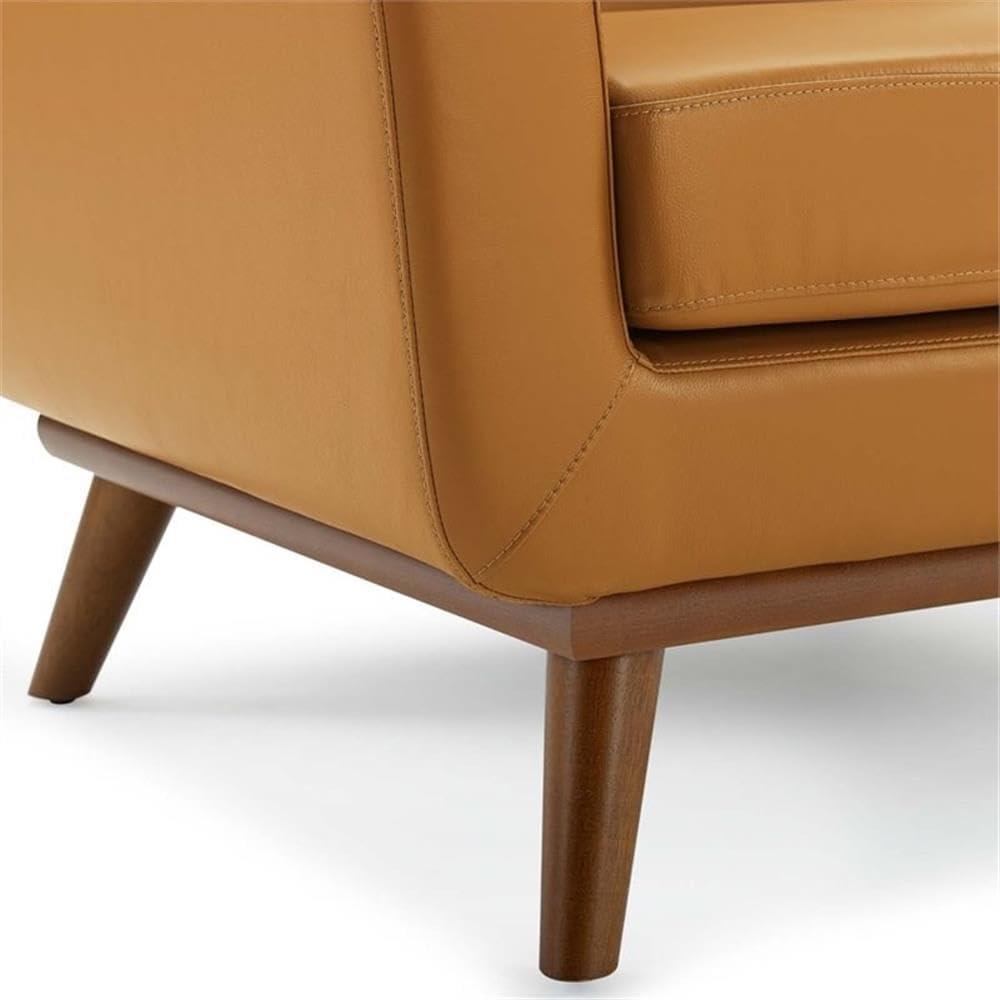 Modway Engage Top-Grain Leather Living Room Accent Armchair in Tan