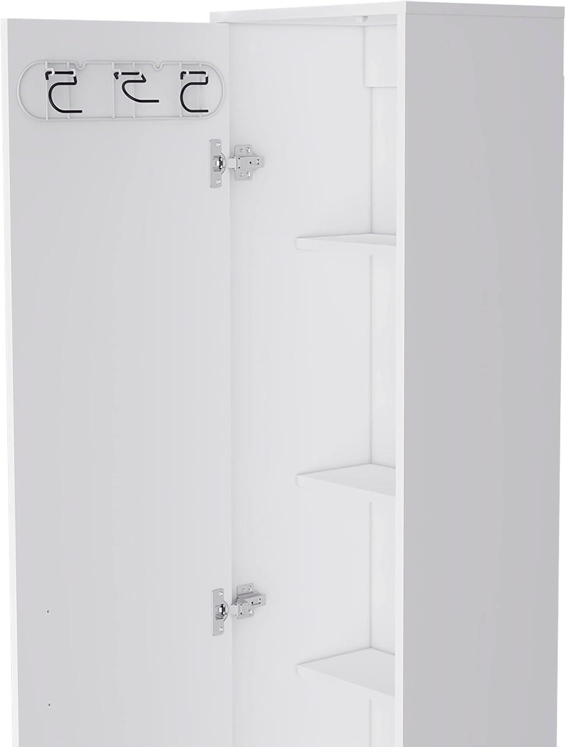 Depot E-Shop 70.8H" Tall Narrow Storage Cabinet with 5-Tier Shelf, 3 Broom Hangers and Metal hardware