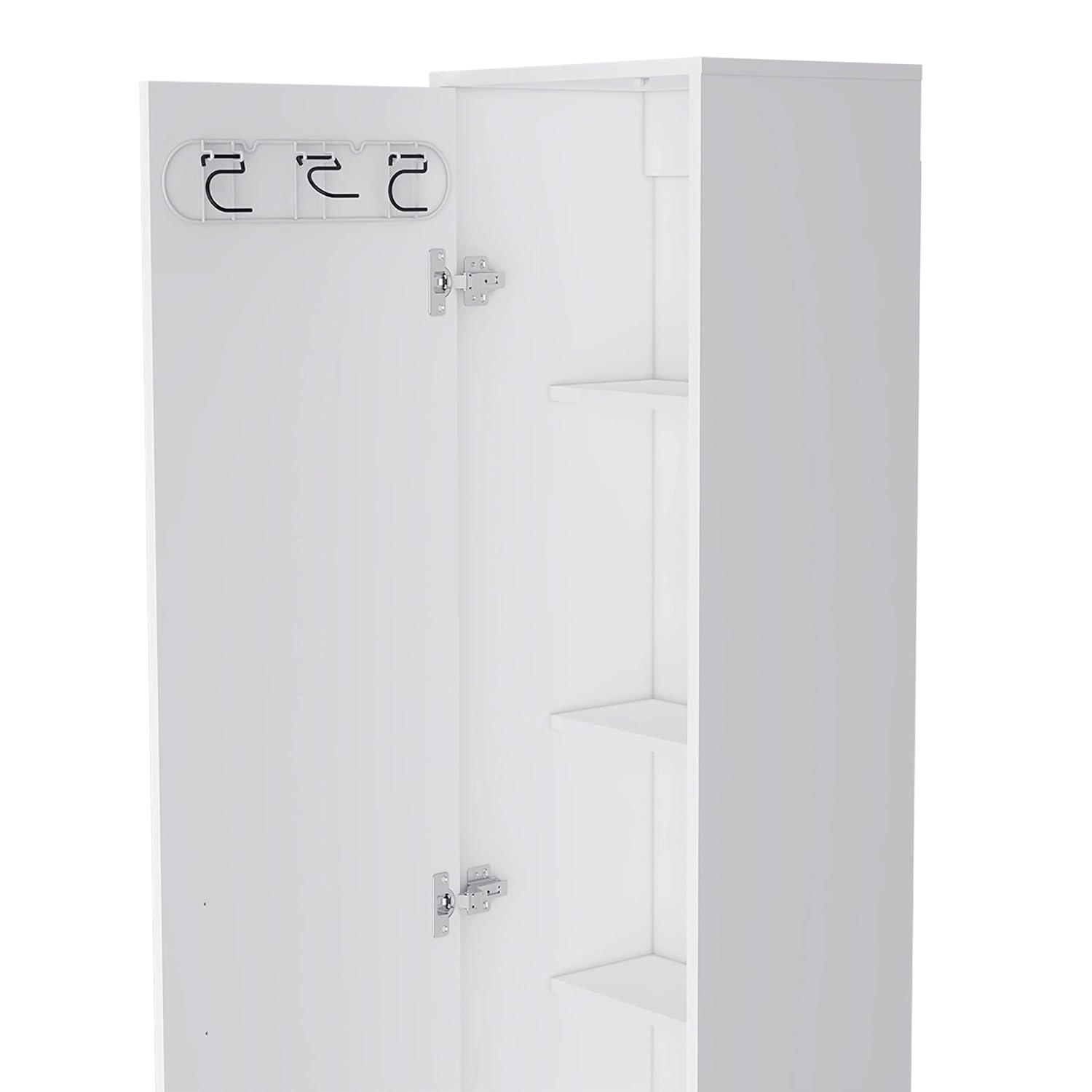 Depot E-Shop 70.8H" Tall Narrow Storage Cabinet with 5-Tier Shelf, 3 Broom Hangers and Metal hardware