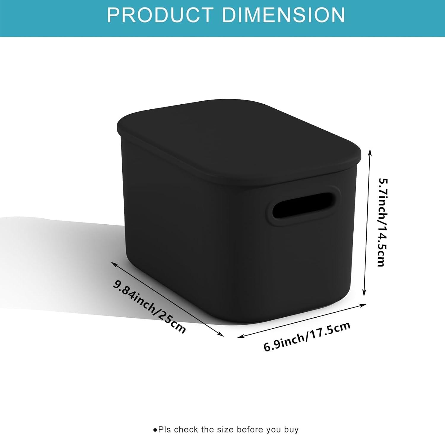 8 Pieces Colorful Storage Bins with Lid and Handle, Plastic Stackable Baskets Desktop Cube Box Cubby Bins Containers for Shelf Cabinet Bedroom Office (Multi-colored,14.2 x 10.2 x 9.5 Inch)