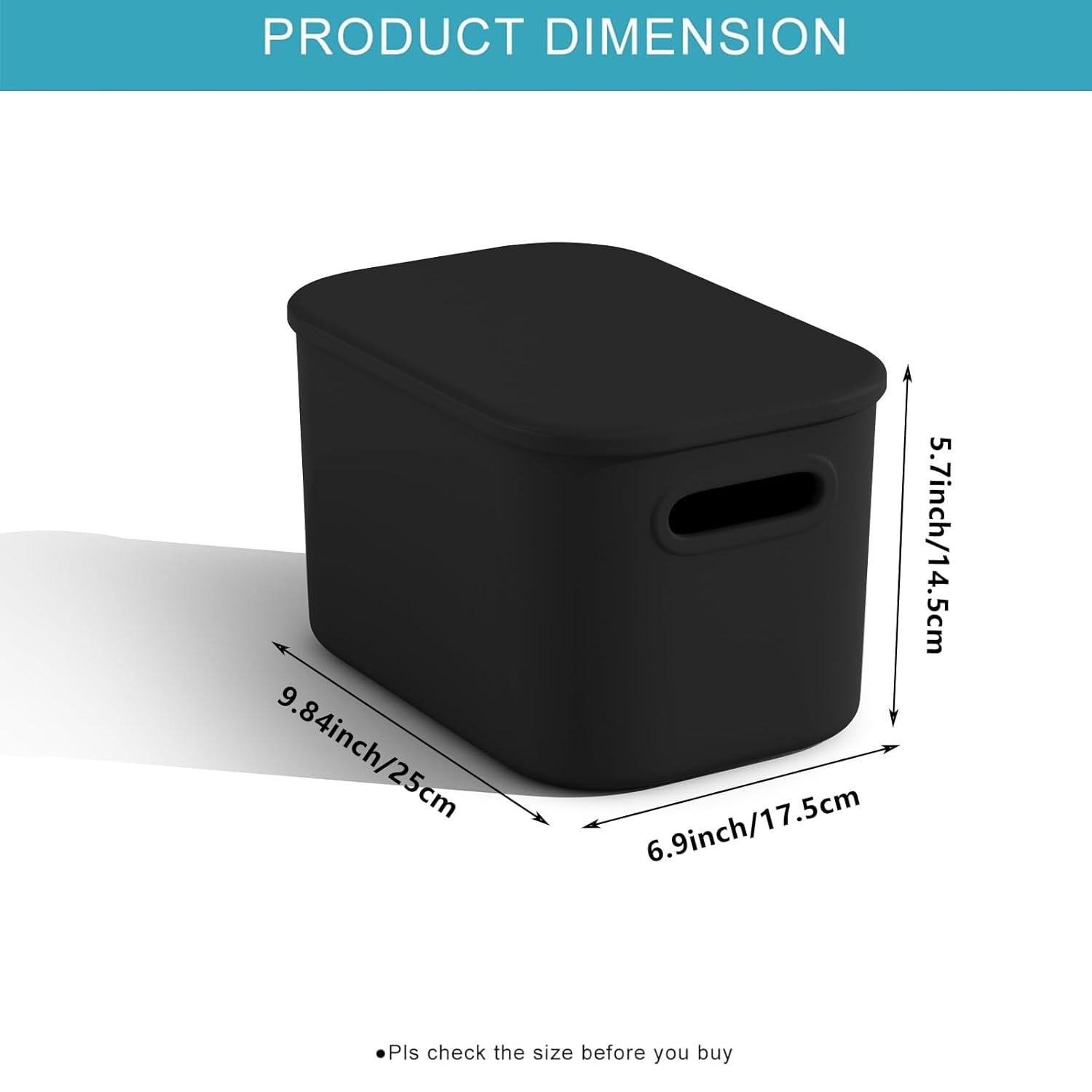 8 Pieces Colorful Storage Bins with Lid and Handle, Plastic Stackable Baskets Desktop Cube Box Cubby Bins Containers for Shelf Cabinet Bedroom Office (Multi-colored,14.2 x 10.2 x 9.5 Inch)