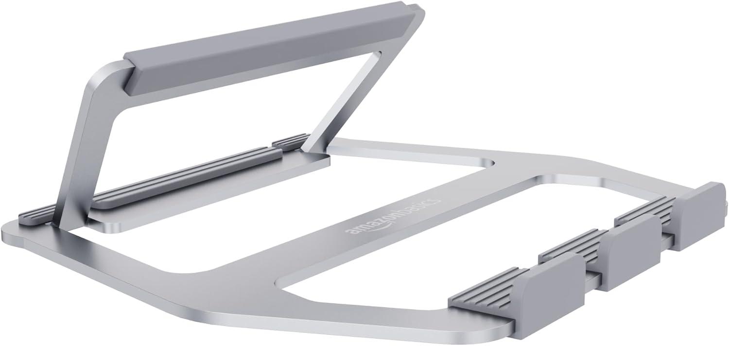 Silver Aluminum Foldable Height Adjustable Laptop Stand