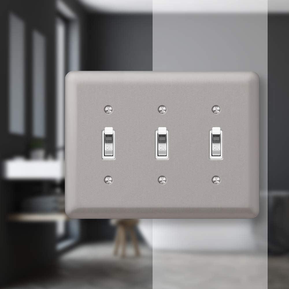 Brushed Nickel Triple Toggle Steel Wall Plate