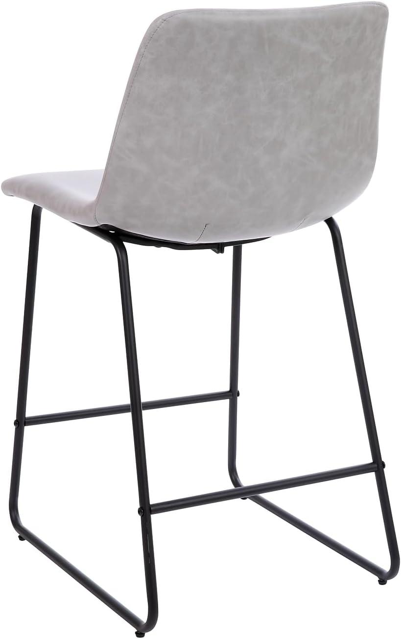 Flash Furniture Reagan 24 inch LeatherSoft Counter Height Barstools in Light Gray, Set of 2