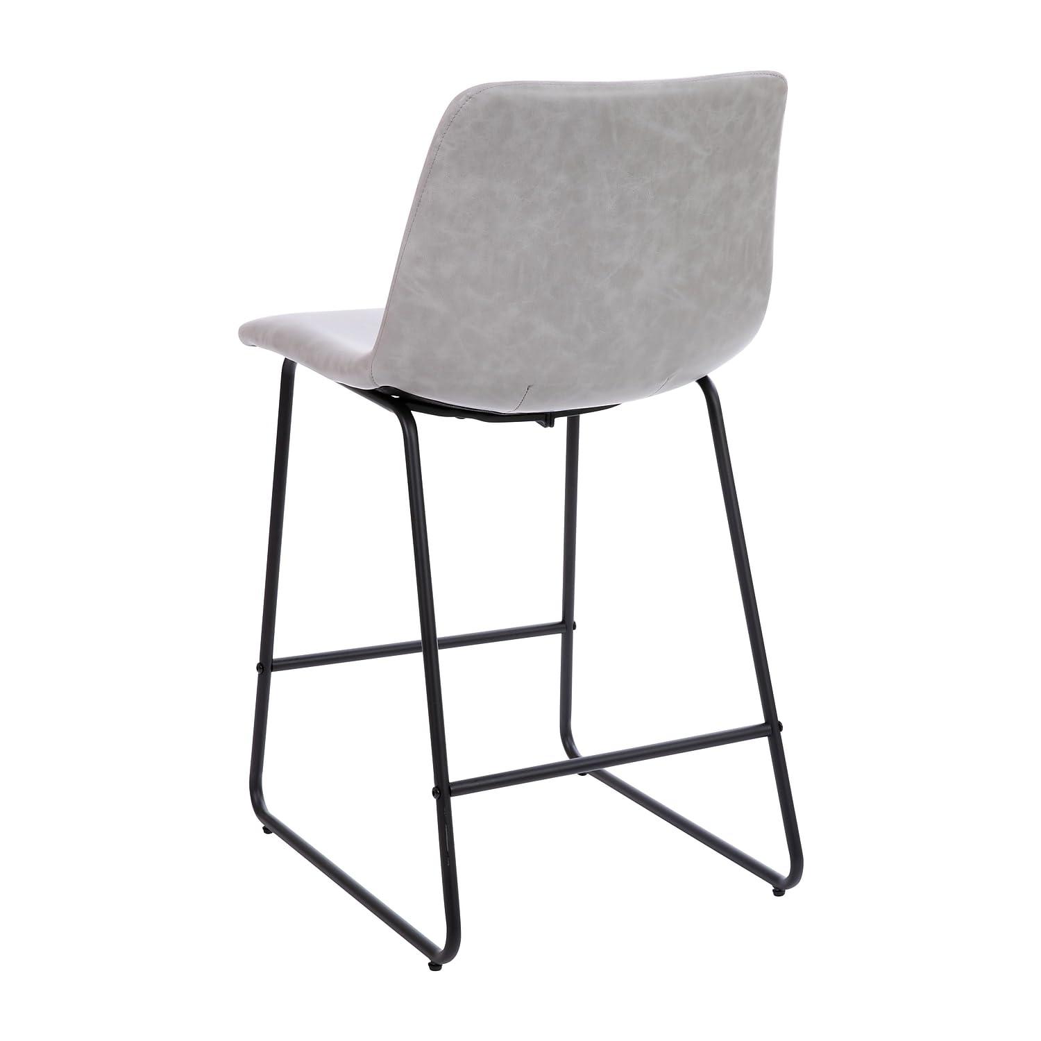Flash Furniture Reagan 24 inch LeatherSoft Counter Height Barstools in Light Gray, Set of 2